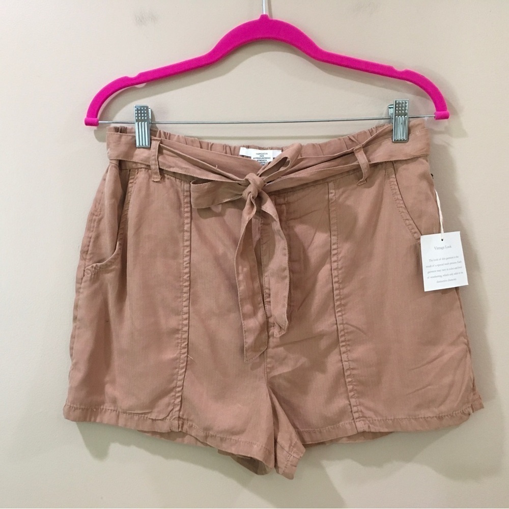 Nicole Miller Lyocell Tie Waist Shorts Pockets